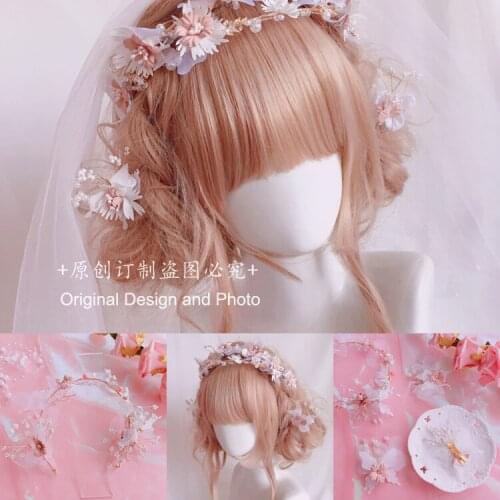 Soft Girl Girl Sweet And Cute Flowers Pearl Hair Crown Hair Accessories Beautiful Fairy Air White Flowers Lolita Tiara Princess