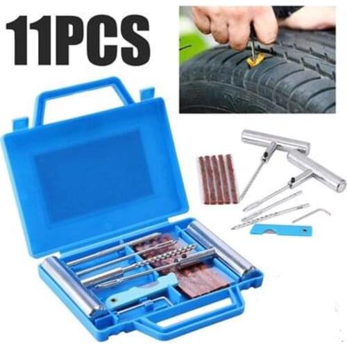11pcs Professional Car Van Motorcycle Tire Repair Kit New Emergency Resistant Tubeless Tire Puncture Repair Kit Plug Set