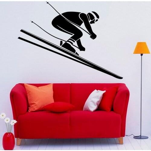 Skiing Wall Decal Skier Speed Winter Extreme Sport Door Window Vinyl Sticker Teens Bedroom Living Room Home Decor Wallpaper
