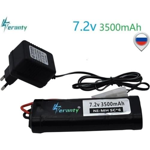 7.2V 3500mAh SC Ni-MH battery and 7.2v charger for RC toys tank car Airplane Helicopter With Tamiya Connectors 1/16 7.2v battery