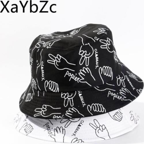 New hat female spring wild basin hat casual outdoor mens graffiti big along the shade fisherman hat
