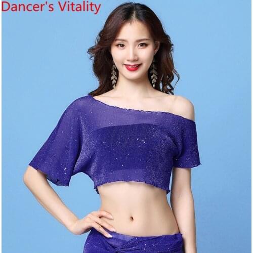 Belly Dance Practice Clothes Summer New Sexy Loose Short Sleeve Top Women Beginners Oriental Indian Dancers Training Costume