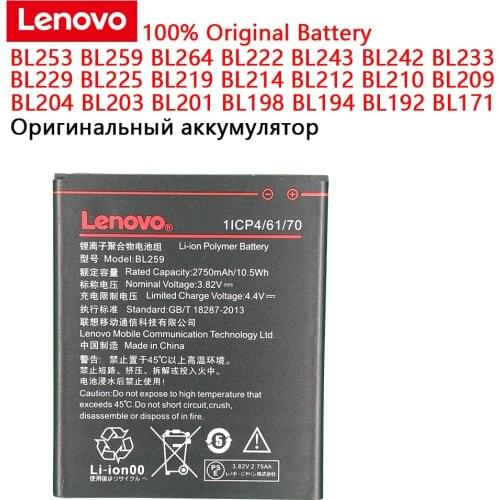 Lenovo Original BL253 BL259 BL264 BL222 BL243 BL242 BL233 BL229 BL225 BL219 BL214 BL212 BL210 BL209 BL204 BL203 BL201Battery