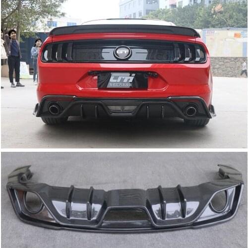 High Quality Carbon Fiber & ABS primer Rear Trunk Lip Bumper Diffuser Protector Cover Fits For Ford Mustang 2018 2019 2020