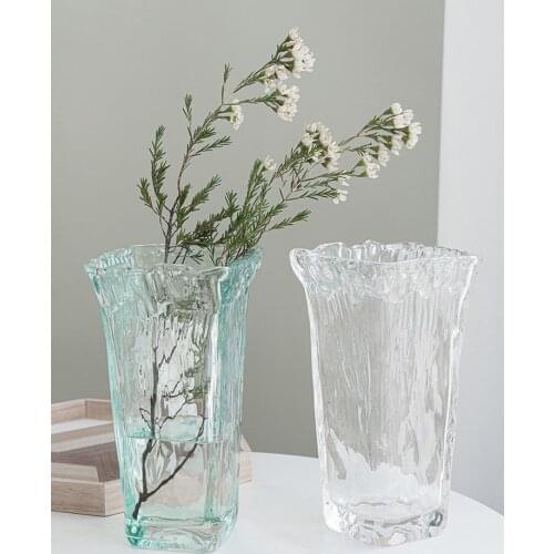 Transparent Europe thicken glass vase decoration for home room be flower bottles light blue table bottles