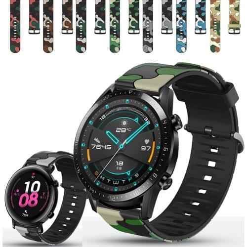 For Huawei Watch GT 2 42mm 46mm Band Sport Silicone Wristband Camouflage Bracelet GT 2E Watchband 20mm 22mm Replaceable Strap