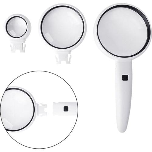 Handheld LED lamp magnifying glass student old man reading coin stamp identification