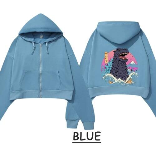 Japan Style Anime Sweatshirt Cotton Casual Pullover Hoodies Spring Autumn Cropped Hoodie Long Sleeve Sweatshirt Women Pocket Top