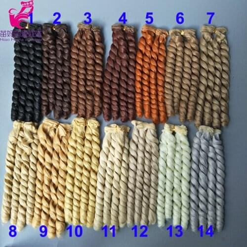 Wholesales Extension Hair 20*100cm Natural Color Curly Wigs for BJD Russian handmade Doll