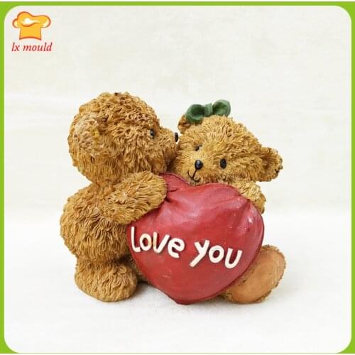 2021 New Love You Bear Silicone Mold Chocolate Resin Fondant Candle Candy Wax Soap