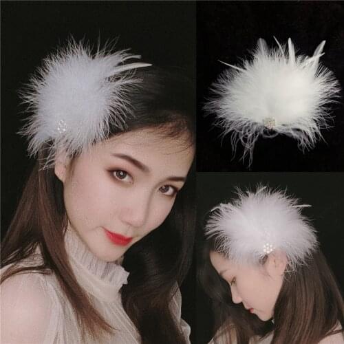 1Piece White Feather Hairpins Hair Clip for Women Girls Fashion Wedding Dance Perform Party Hair Pins Ornaments Hair Accessories