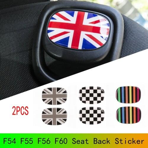 2PCS For MINI Cooper F56 F54 F55 F60 Car Styling Rear Seat Handle Epoxy Sticker Interior Stickers Decals Cover Accessories