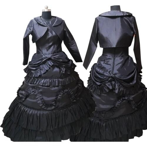 2020 New black Vintage costumes 18th Duchess Retro medieval Renaissance Reenactment Theatre Civil war Victorian dress D-516
