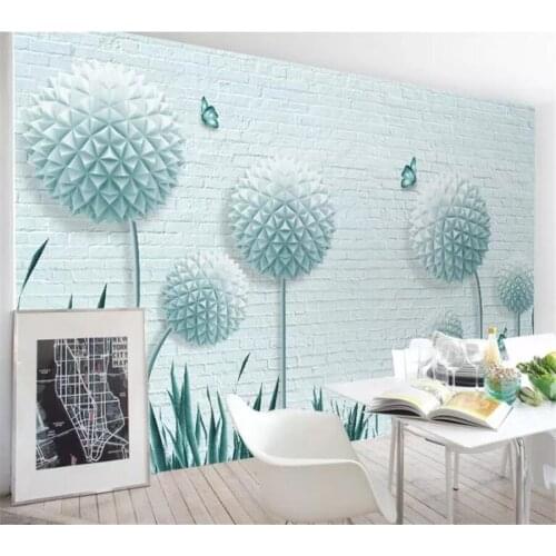 Beibehang Custom wallpaper 3d stereo photo mural ball dandelion brick wall TV background wall living room bedroom 3d wallpaper