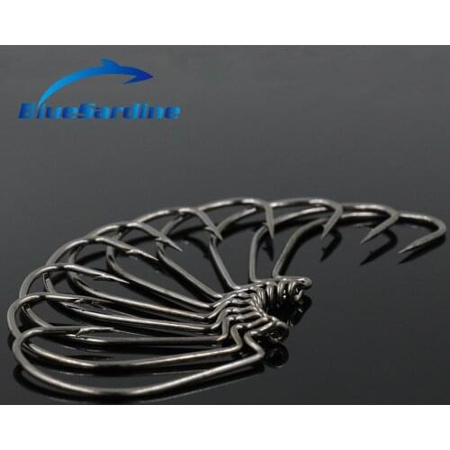 BlueSardine 50PCS Fishhook Barbed Fishing Hook Large Pesca Peche Anzol Sea Fishing Tackle Jig Hooks 5/0 4/0 3/0 2/0 1/0 1 2