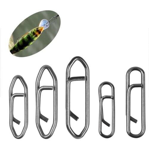 50Pcs Stainless Steel Fast Fishing Clips Snap Lure Fishing connector 26-121LB Quick Change Leader Links Clips Fishing Tackle