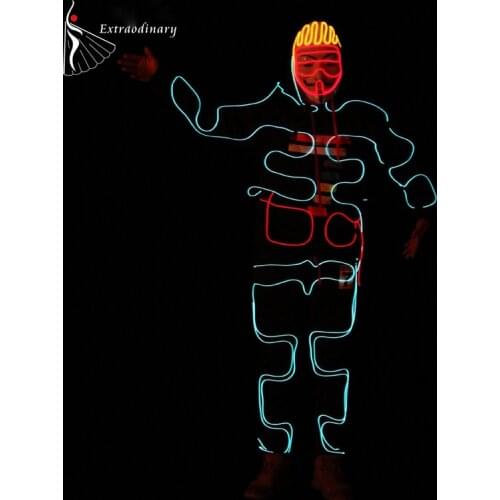 Halloween LED Dance Costumes Luminous Performance Stage Trendy Style As Party Light Up Dance Wear DJ Dance Luminous 8pcs