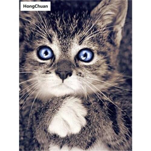 Erha Blue Eye Cat Full Square/Round 5D DIY Diamond Painting Crafts Mosaic Embroidery Home Decoration Christmas Gift New Year