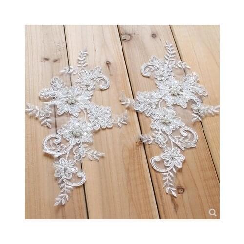 Beaded Lace flower Handmade Diy Material Wedding Dress Head jewelry Decorative Accessories Clothes Applique