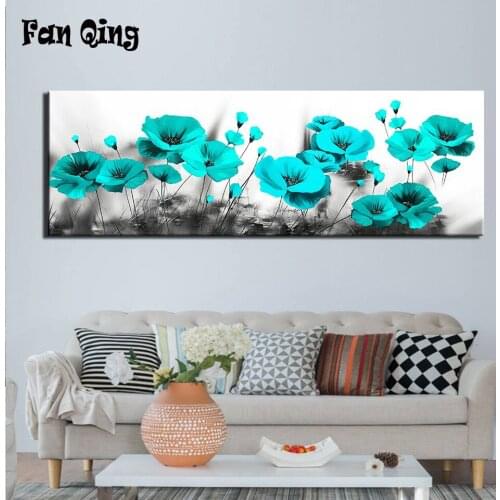 Large size 5D Round Diamond Painting Blue poppy Full Square Flower Diamond Embroidery Mosaic Cross Stitch Handmade Gift