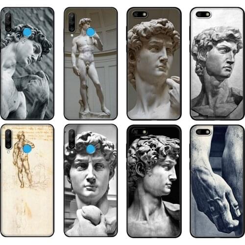 Black tpu Case For Huawei Honor 20 Lite 10 10i 20S 30S 30 Case Honor 7A 5.45 7s 7C 5.7 Case Cover Statue Michelangelo-david