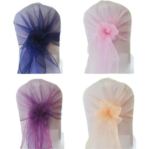 10pcs 65*275cm Organza Chair Cover bow Wedding Chair Sashes Hood Bow For Birthday Even Party Banquet Home Chairs Decoration