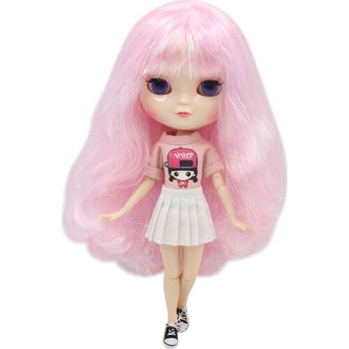 ICY doll NO.BL1017 nude doll pink long curly hair white skin and A-cup joint body, girls gift childs toy