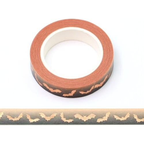 NEW 1PC 10MM*10M Halloween Gold Foil Bat Decorative Washi Tape Wholesale Masking Tape Stationery washi tape stickers