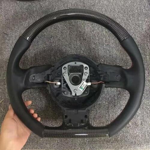 For Audi Q7 2016-2021 Cuatomized Carbon Fiber Sports Flat Steering Wheel Alcantara Leather D-Shape Style