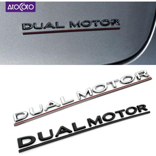 Car Styling DUAL MOTOR Underlined Decals Letters Emblem for Tesla Model 3 Space X Refitting Trunk Decorative Badge Sticker