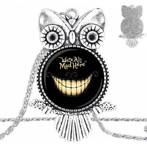 EJ Glaze Black Alice Fashion Glass Cabochon Pendant Necklace Plated Statement Jewelry For Women Choker