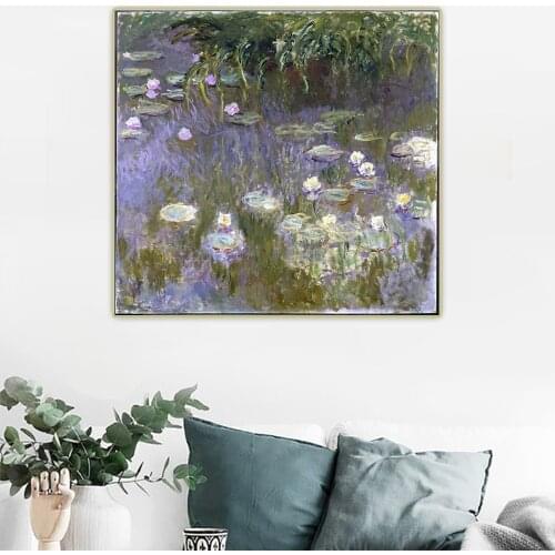 Canvas Oil Painting Claude Monet"Water Lilies 1922"Wall Aesthetic Western Art Decor Poster Backdrop Home Living Room Decoration