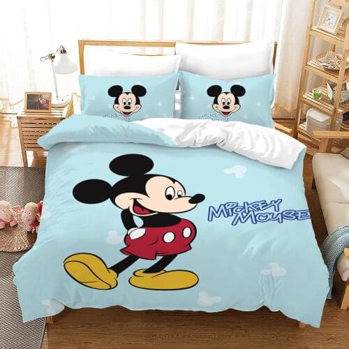 New Mickey Minnie Mouse Bedding Set Kids Children Boys Girls Gift Household Textile Duvet Cover Quilt Cover Pillowcase Decor Bed