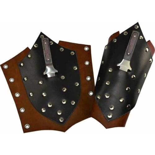 Steampunk Leather Throwing Knife Bracer Medieval Assassin Vanguard Vambrace Laced Studded Gloves Larp Weapon Armor For Men Women