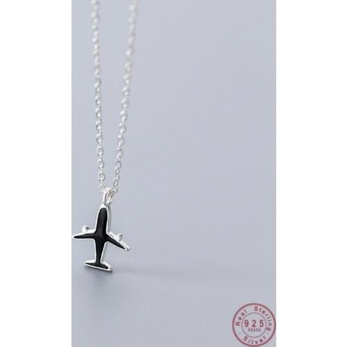 MKENDN New Arrival Black Aircraft Airplane Plane Pendant Necklace For Women Fashion Jewelry Gifts