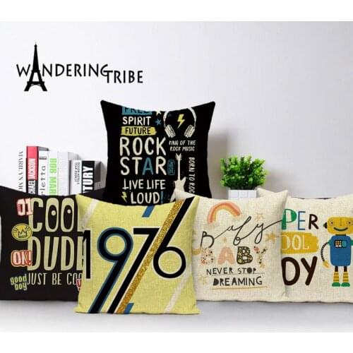 Cartoon Cushion Cover Letter Pillow Case Digital Printing Cushions Home Decoration CushionCover Custom Throw Pillow Covers 45*45