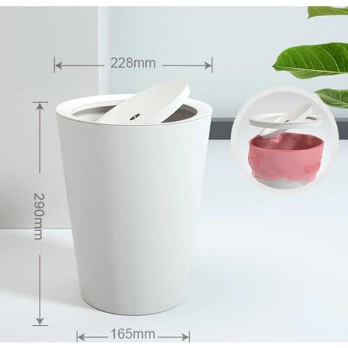 Trash Can with Swing-top Lid 360 Degree Flip 9L Bathroom Kitchen Home Trash Gargage Can VC