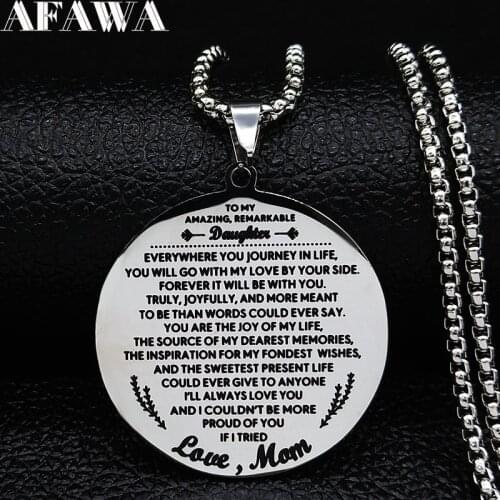 Fashion Love Mam Stainless Steel Statement Necklace for Women Necklace Chain Jewelry collar acero inoxidable mujer N19367S01