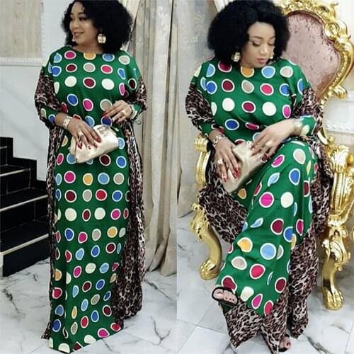 New African Dresses for Women Clothes Plus Size Dashiki Dot Leopard Print Robe Africaine Muslim Long Maxi Dress Africa Boubou