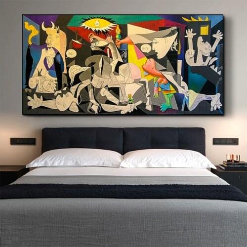 Reproductions Famous Canvas Painting Guernica By Picasso Posters and Prints Wall Art Picture for Living Room Home Decor Cuadros