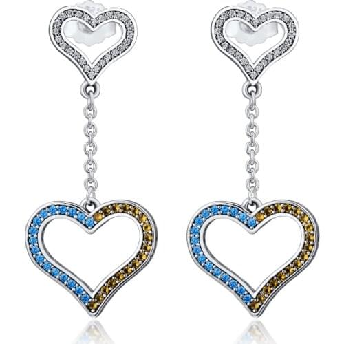 100% Sterling-Silver-Jewelry Lavish Heart Drop Earring Free Shipping