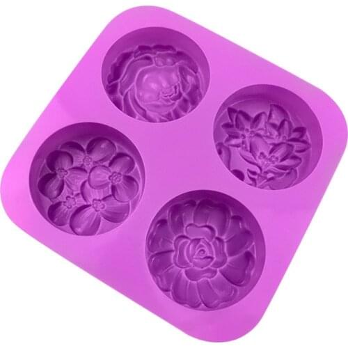 4 Different Patterns Flower Shape Silicone Soap Mold Chocolate Cake Baking Mould Jelly Pudding Making Mold DIY Soap Crafts k951
