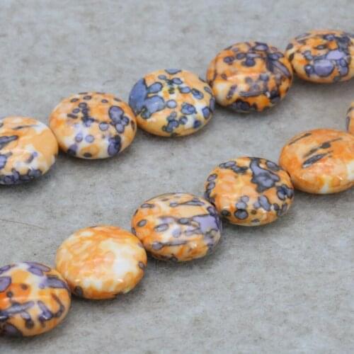 Discount!Coin shape Riverstones round loose beads 16mm DIY 15 inches three colors available women hot sale jewelry making