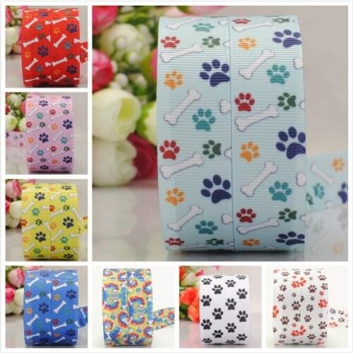 Dog Paw print grosgrain animal paws 7/8 " 22mm for hairbow decoration accessories