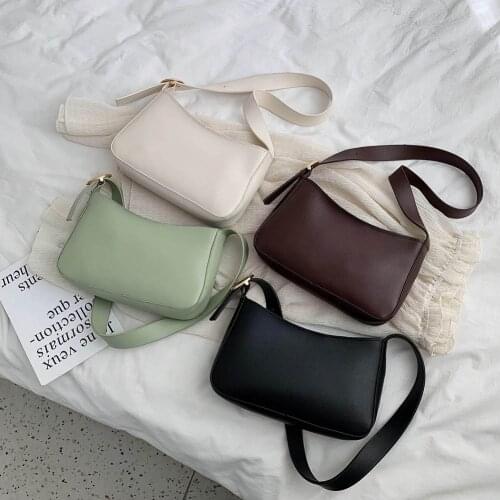 Women Bag PU Leather Cute Female Shopper Shoulder Crossbody Bag Solid Color Retro Travel Handbags 2021 Ladies Fashion Totes