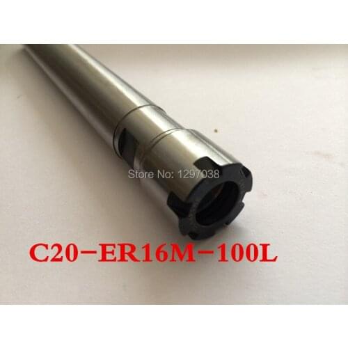 C20-ER16M-100L Collet Chuck Holder Extension Straight Shank 100mm for ER16 Collet with ER16 M Type Nut