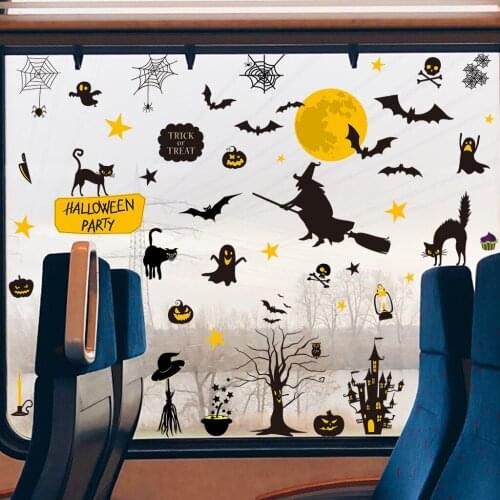 Halloween party Halloween stickers cute frosted Halloween wall stickers living room decoration bat wall decor