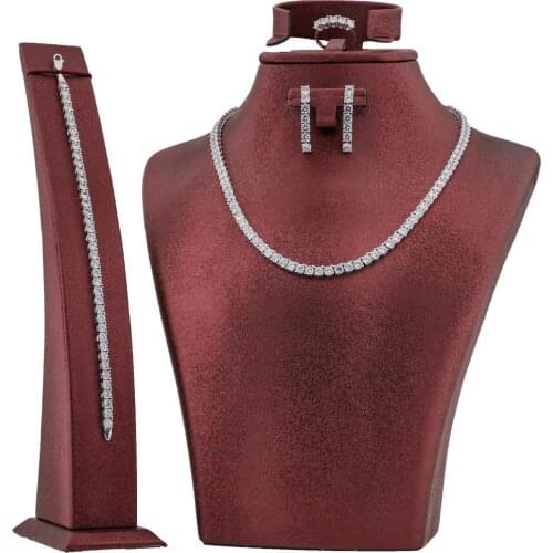 Waterway Design Silver Women Set with Zircon Stone New Trendy Clear Crystal Elegant Design Famale Wedding Jewelry Made in Turke