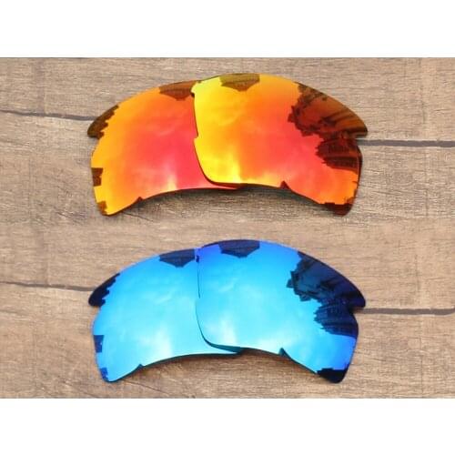 Vonxyz 2 Pairs Ice Mirror & Ruby Mirror Polycarbonate Replacement Lenses for-Oakley Flak 2.0 XL Frame