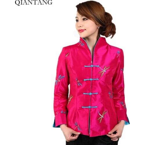 New Arrival Spring Female Satin Embroidery Jacket Gray Lady Long Sleeves Coat Mujer Chaqueta Size S M L XL XXL XXXL Mny22-E